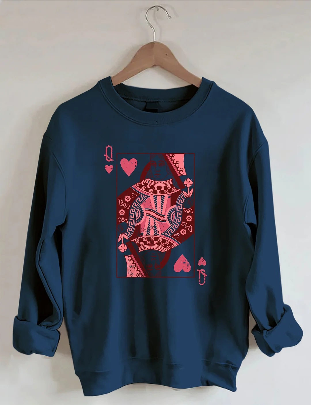 Queen Of Hearts Playing Card Sweatshirt
