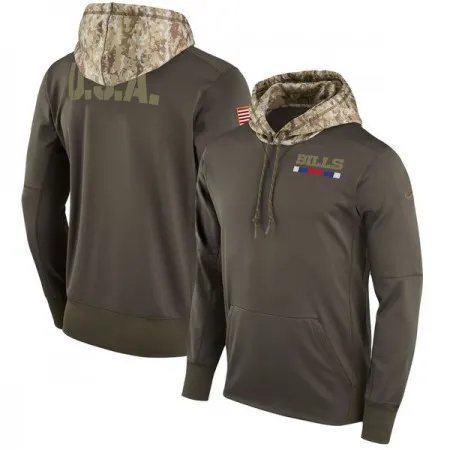 Men's Buffalo Bills  Olive Salute to Service Sideline Therma Pullover Hoodie