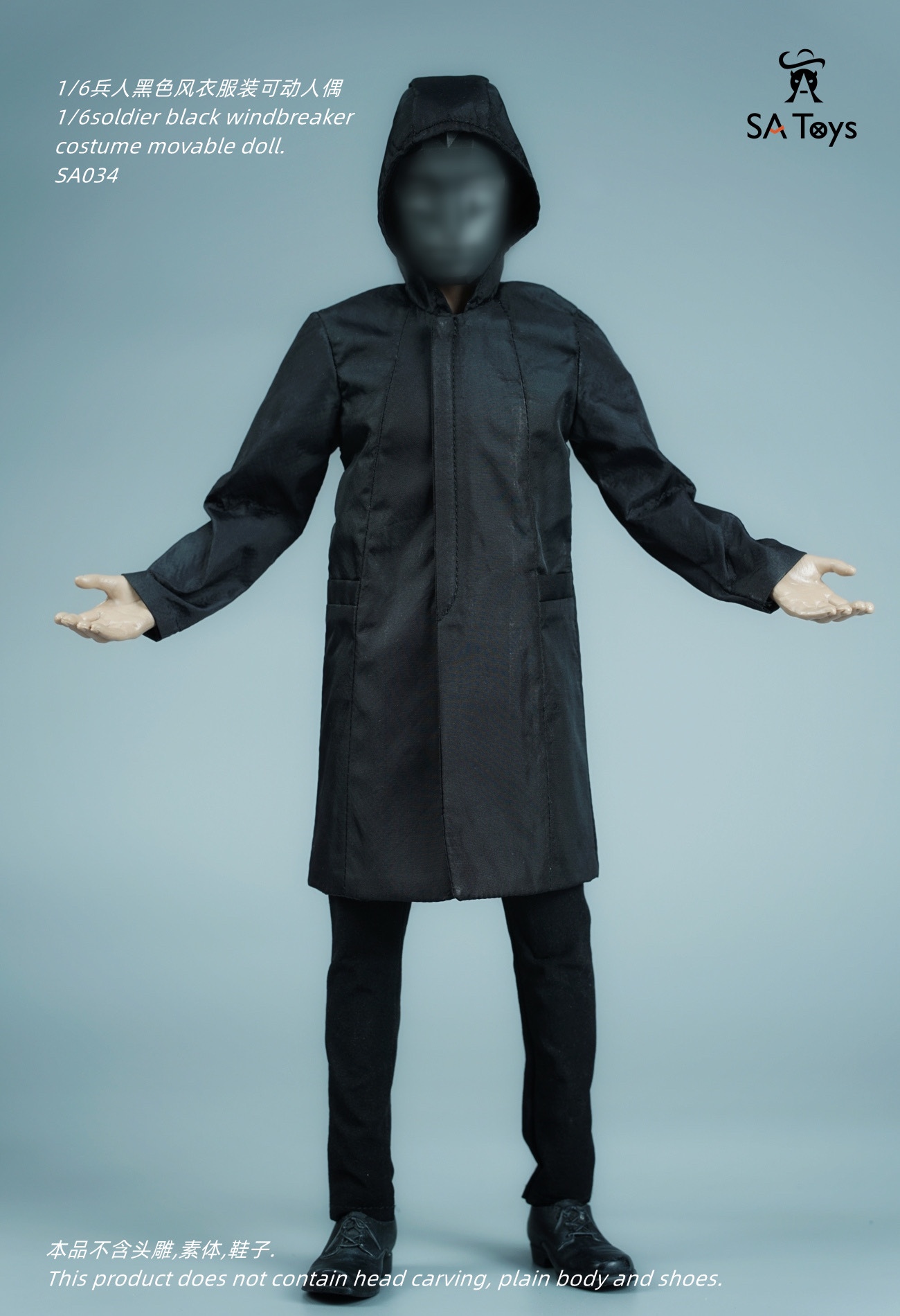 【In Stock】SA Toys 1/6 Black windbreaker SA034 Clothing accessories Suitable for 12 inch movable doll
