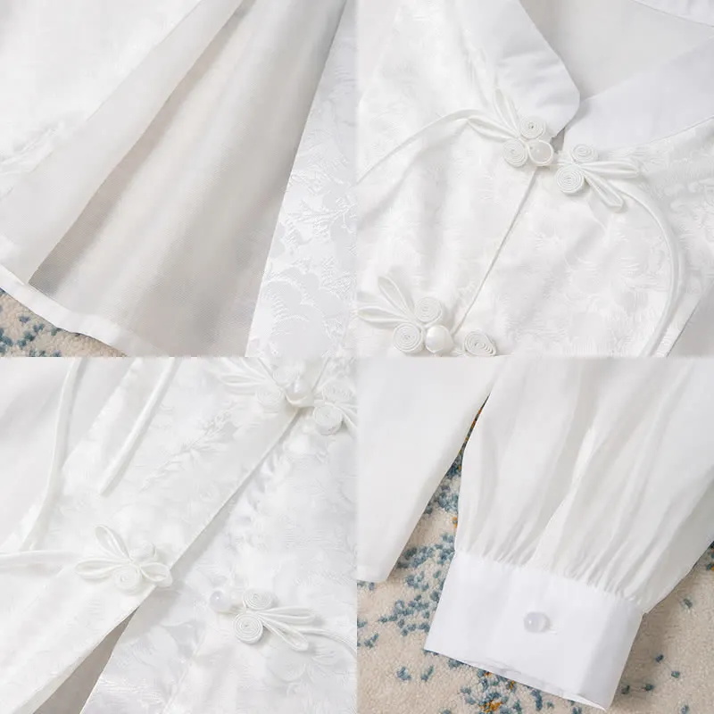 Vintage Buckle Jacquard Long Sleeve Shirt Workwear