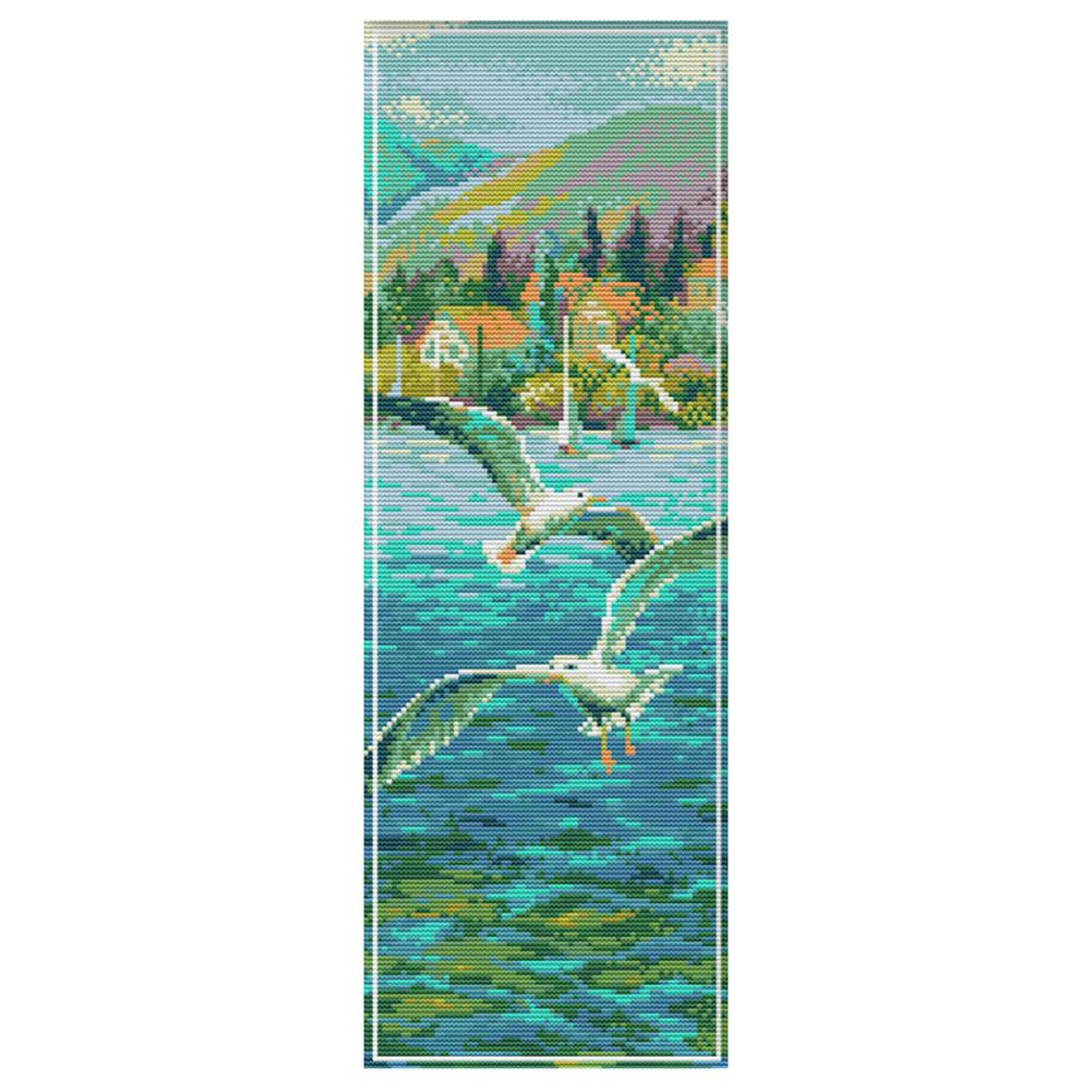 

Seaside Scenery - 14CT Stamped Cross Stitch - 19*48cm, 501 Original