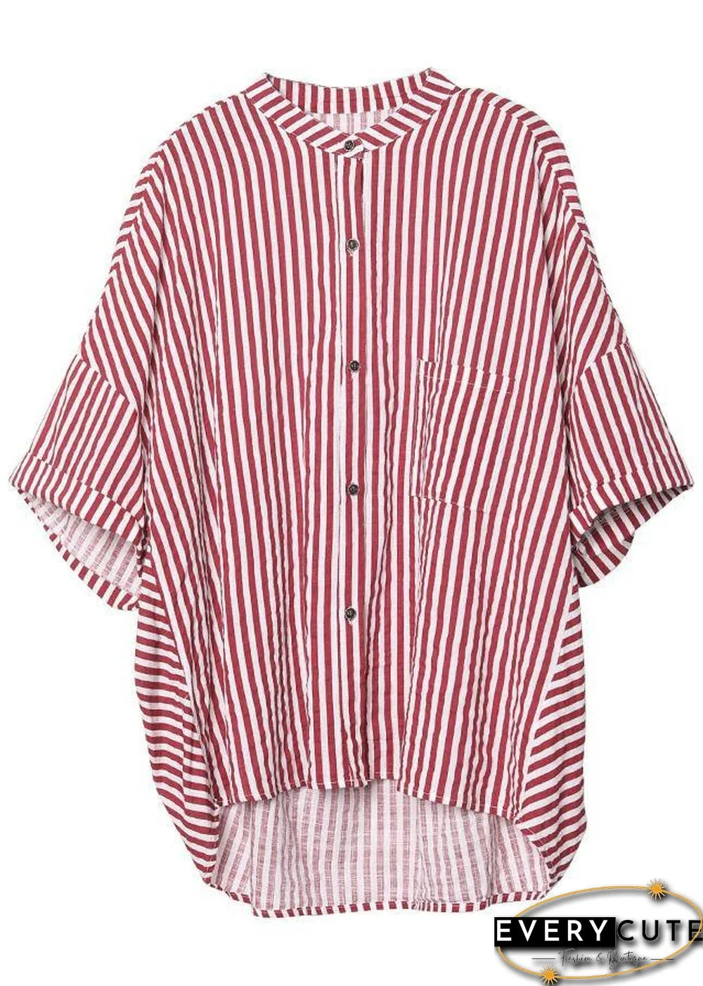 Stylish Yellow Striped low high design Half Sleeve Cotton Shirt Top Summer