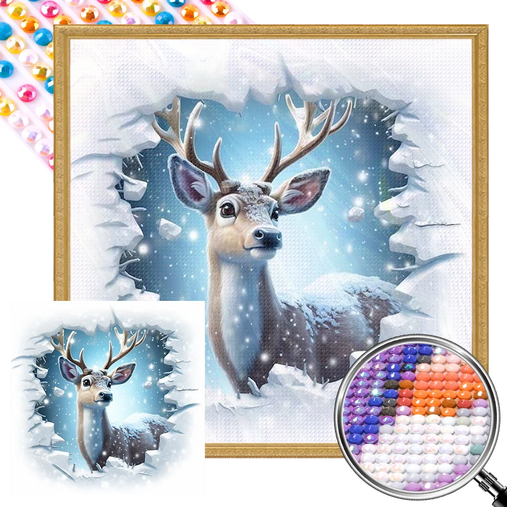 Deer 40*40cm(picture) full round drill diamond painting with 4 to 12 colors  of AB drills