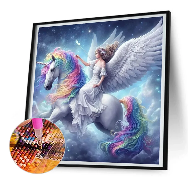 Unicorn And Girl 30*30CM (Canvas) Full Round Drill Diamond Painting