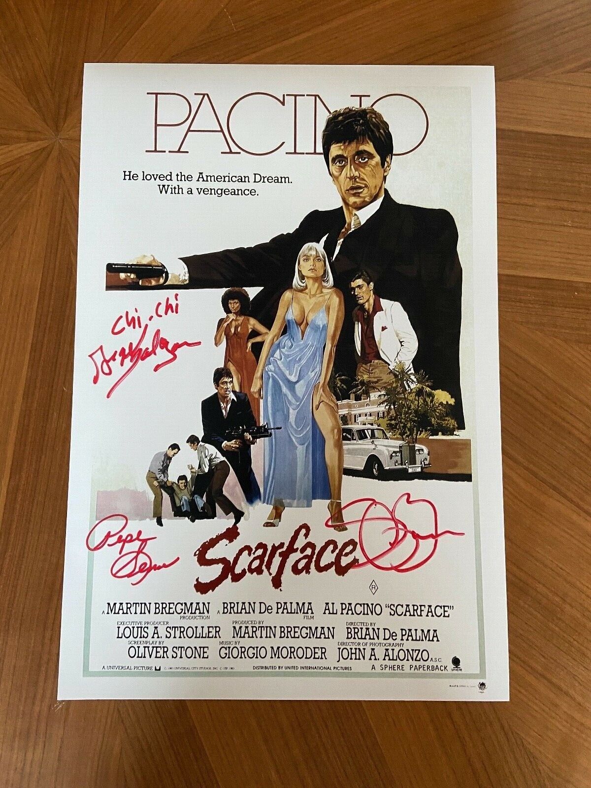 *SCARFACE* signed 12x18 poster *STEVEN BAUER, ANGEL SALAZAR, PEPE SERNA* PROOF 2