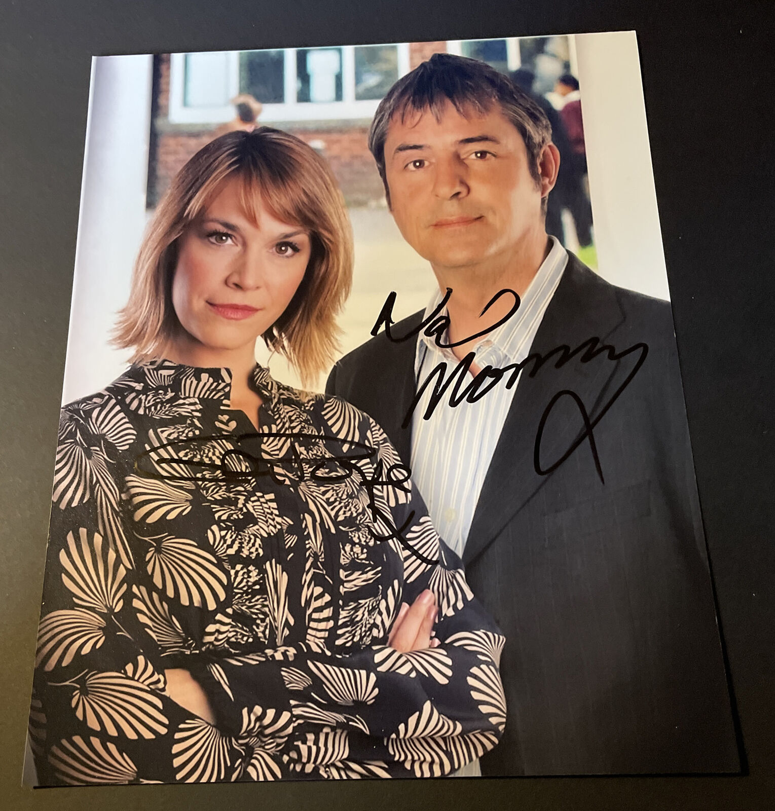 Neil Morrissey & Eva Pope Hand Signed 8x10 Autograph Photo Poster painting Waterloo Road TV BBC