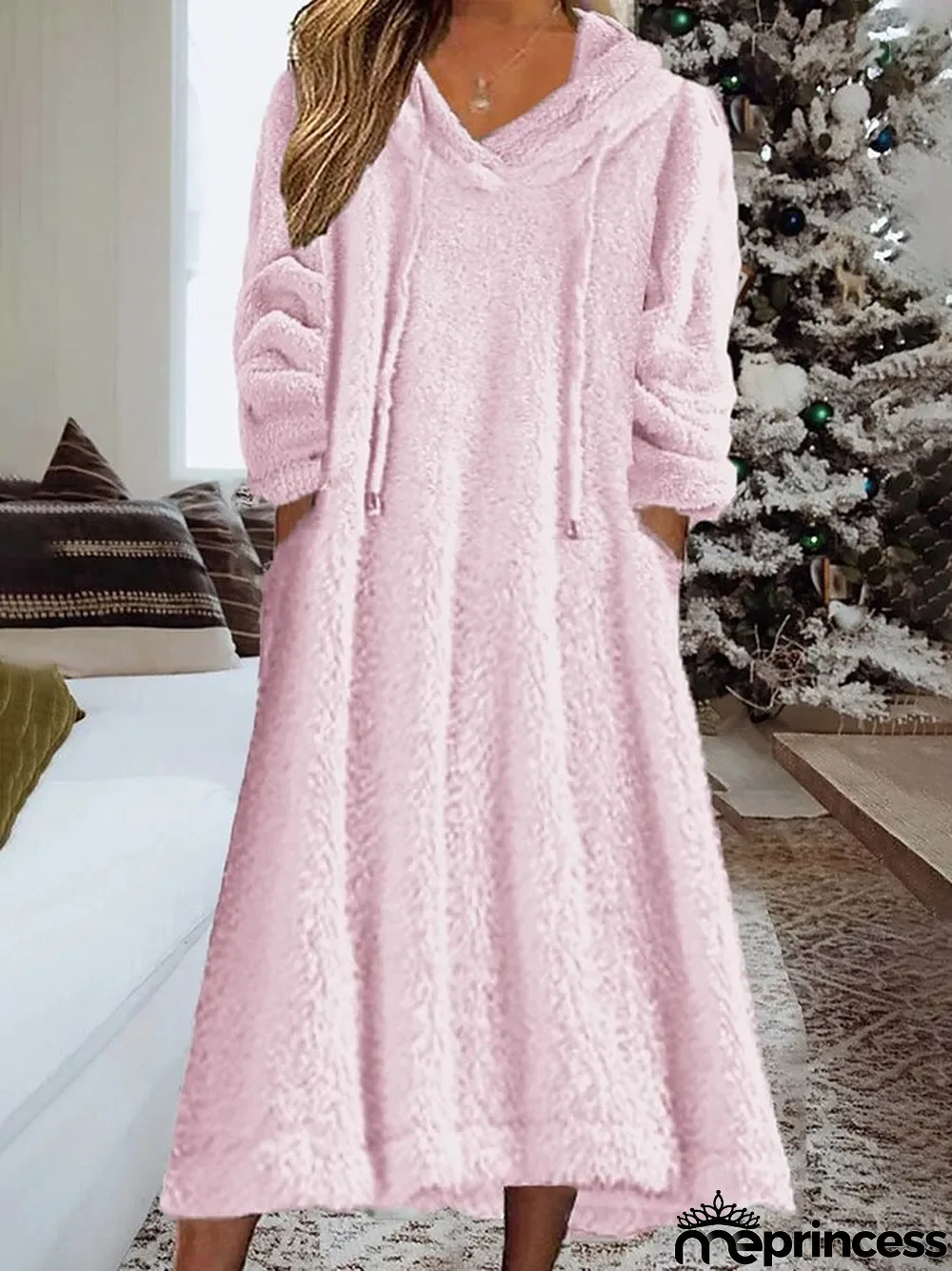 Women's Loungewear Nightshirt Dress Pure Color Casual Comfort Soft Home Daily Going out Coral Fleece Coral Velvet Warm Hoodie Long Sleeve Fall Winter Black White