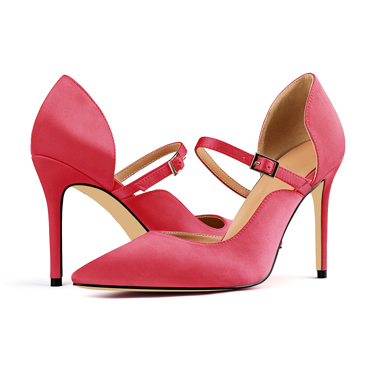 100mm Women's Classic Elegant Stilettos Pointed Toe Apricot Bottom Silk High Heels-MERUMOTE