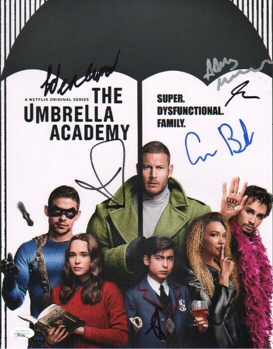 THE UMBRELLA ACADEMY Cast x6 Hand-Signed Aidan Gallagher