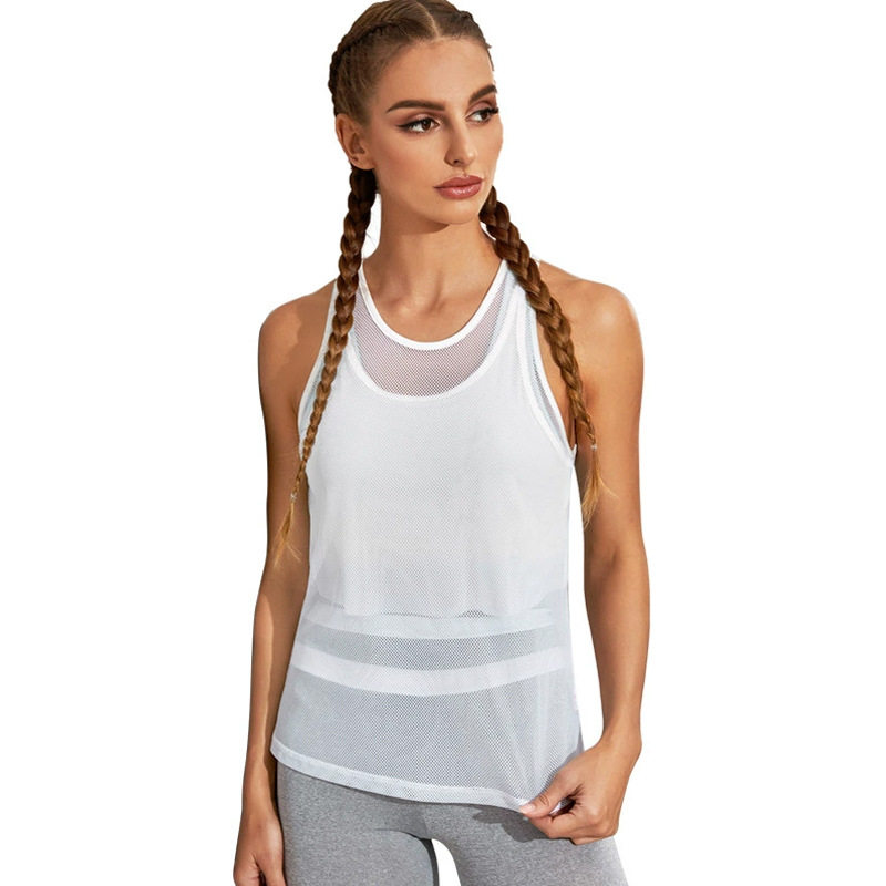 Hbcoland Women Vest Tops Activewear Mesh Workout Sports Racerback Tank Tops Sleeveless Back Hollow Out Pullover T-shirts Run