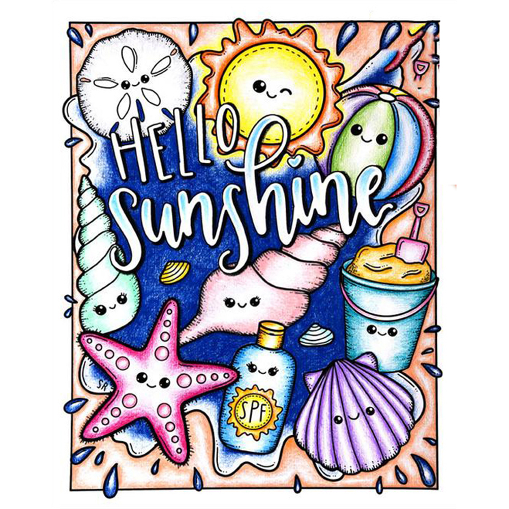 

35*45CM-Round Drill Diamond Painting-Colorful Shell Letter Summer, 501 Original