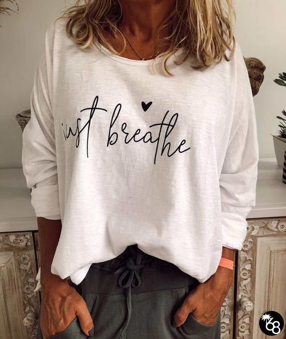 LETTER CASUAL LONG SLEEVE COTTON-BLEND SHIRTS & TOPS | 168DEAL