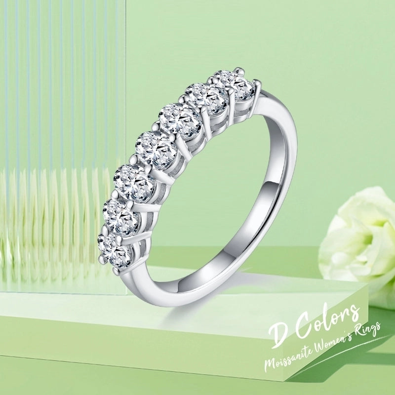 2.1 Round Brilliant 18K Gold Plated Moissanite Rings Oval Colorless(DEF) VVS1-VVS2