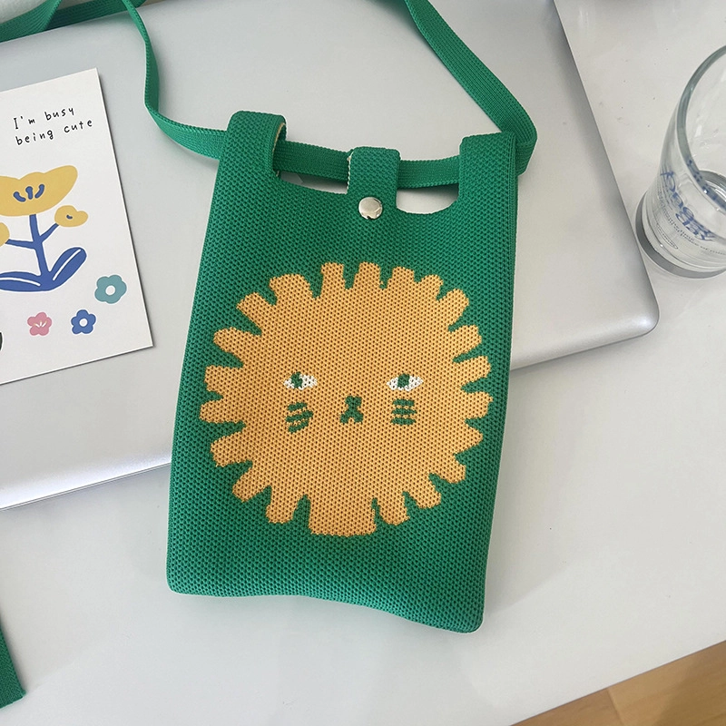 Women’s Polyester Printing Animal Color Block Cute Square Buckle Shoulder Bag Phone Wallets