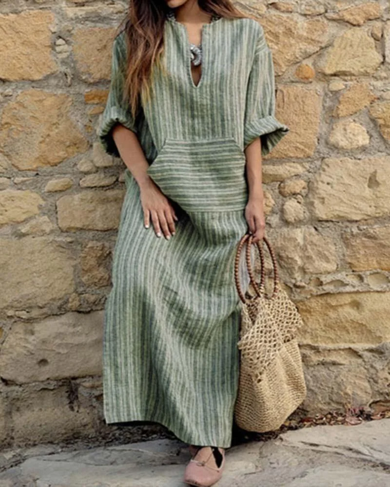 Casual Loose Striped Maxi Dress