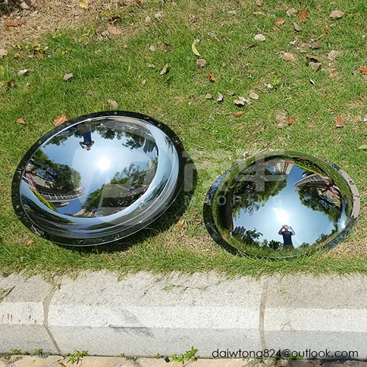 Stainless steel Mirror polished concave disc sculpture