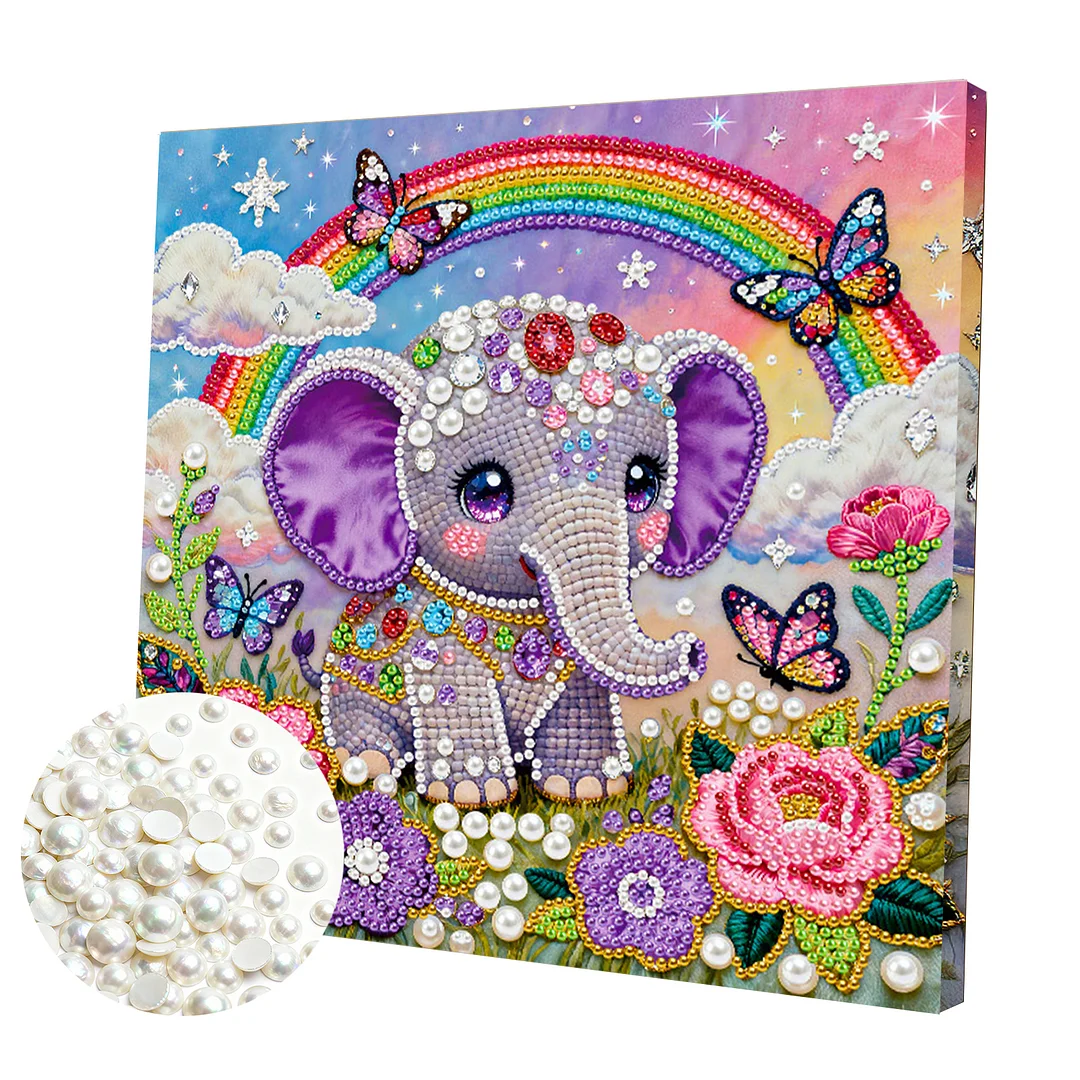 Elephant DIY Pearl Art Diamond Painting Kit for Adult Home Decor 25x25cm With Frame