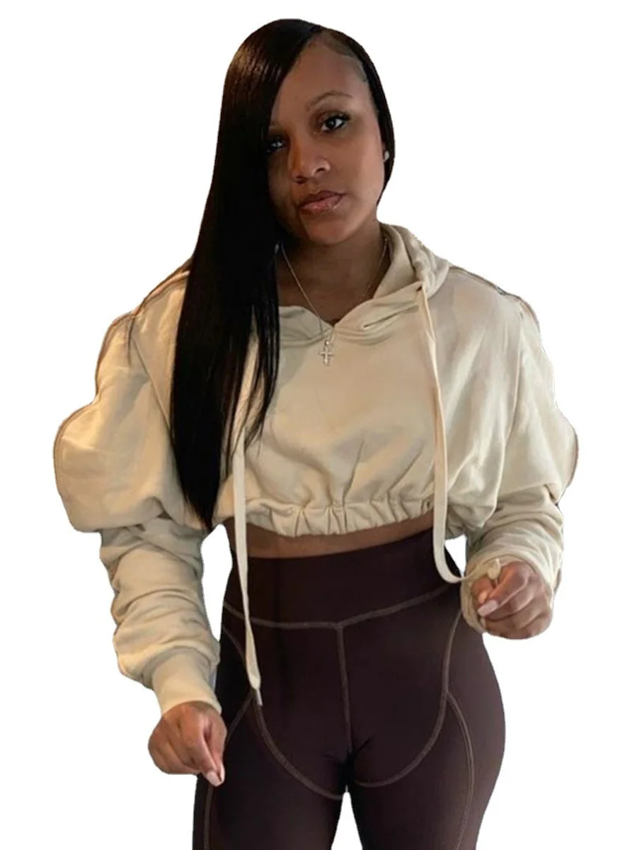 Y2k Fashion Women's Hoodie Short Drawstring Streetwear Oversized Sweatshirt