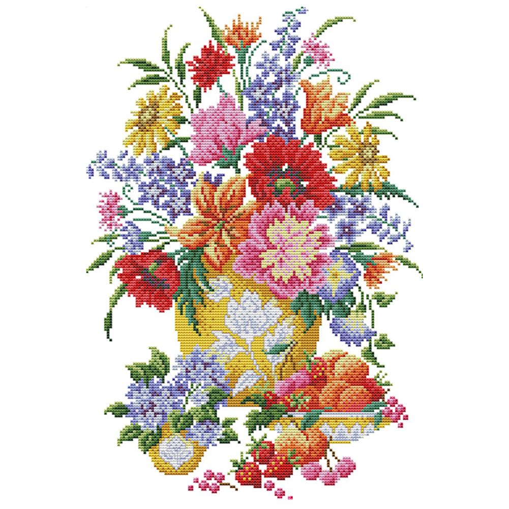 

Gorgeous Flowers - 14CT Stamped Cross Stitch - 42*31cm, 501 Original