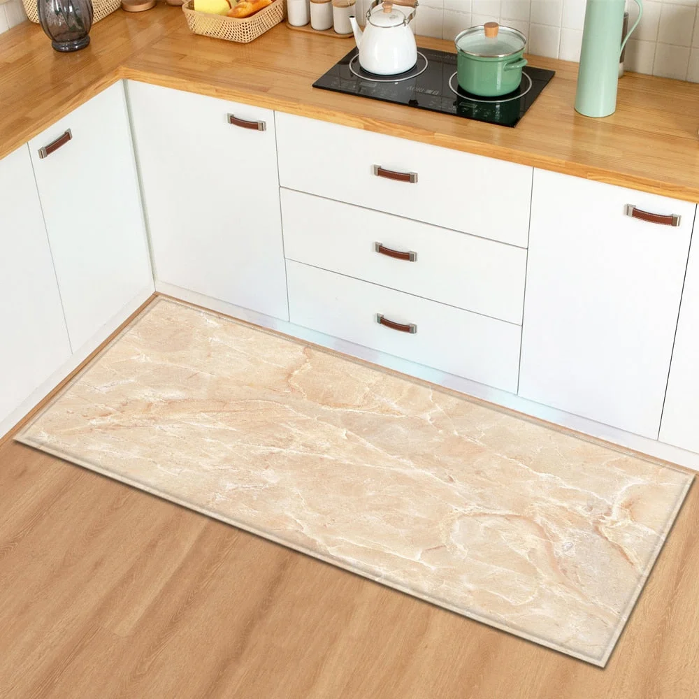 Kitchen Mat Home Entrance Doormat Living Room Bedroom Floor Decoration Long Carpet Marble Pattern Hallway Bathroom Anti-Slip Rug
