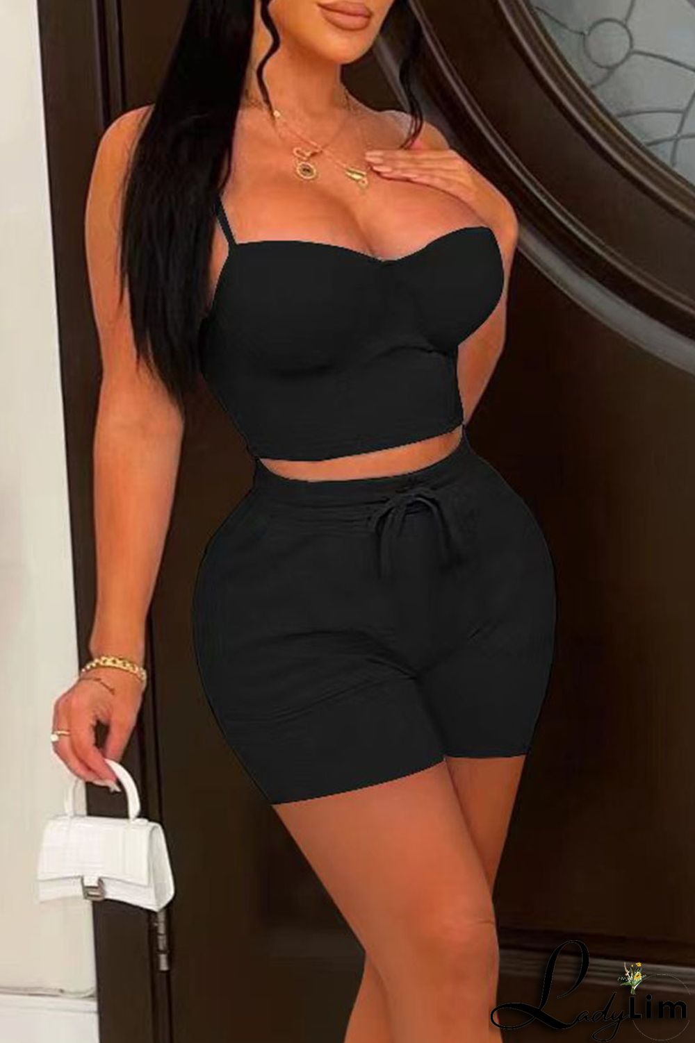 Grey Sexy Solid Patchwork Spaghetti Strap Sleeveless Two Pieces