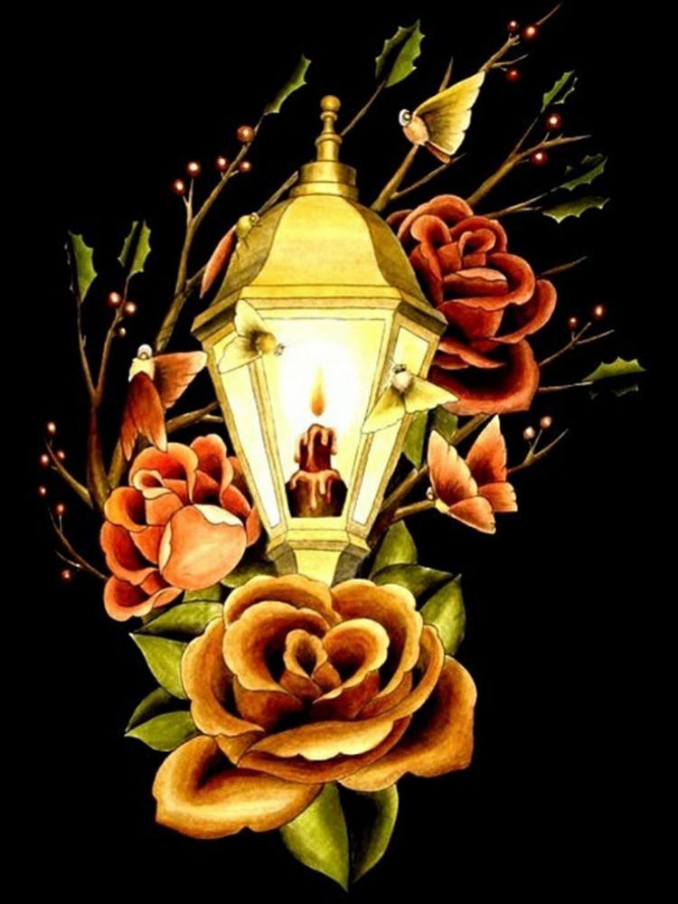 Rose Lamp 50*60CM(Canvas) Full Round Drill Diamond Painting gbfke