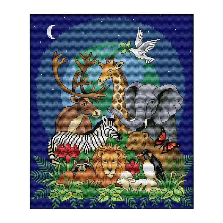 Wild Animal African Animals 14CT Printed Cross Stitch Kits (34*39CM) fgoby