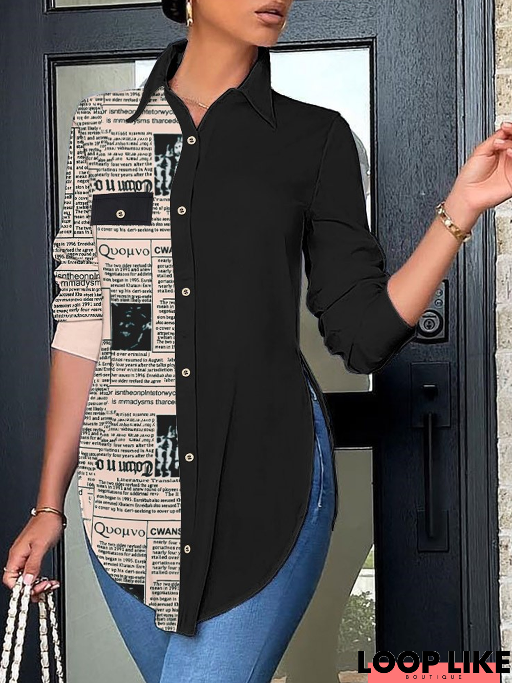 Casual Shirt Collar Blouse TUNIC