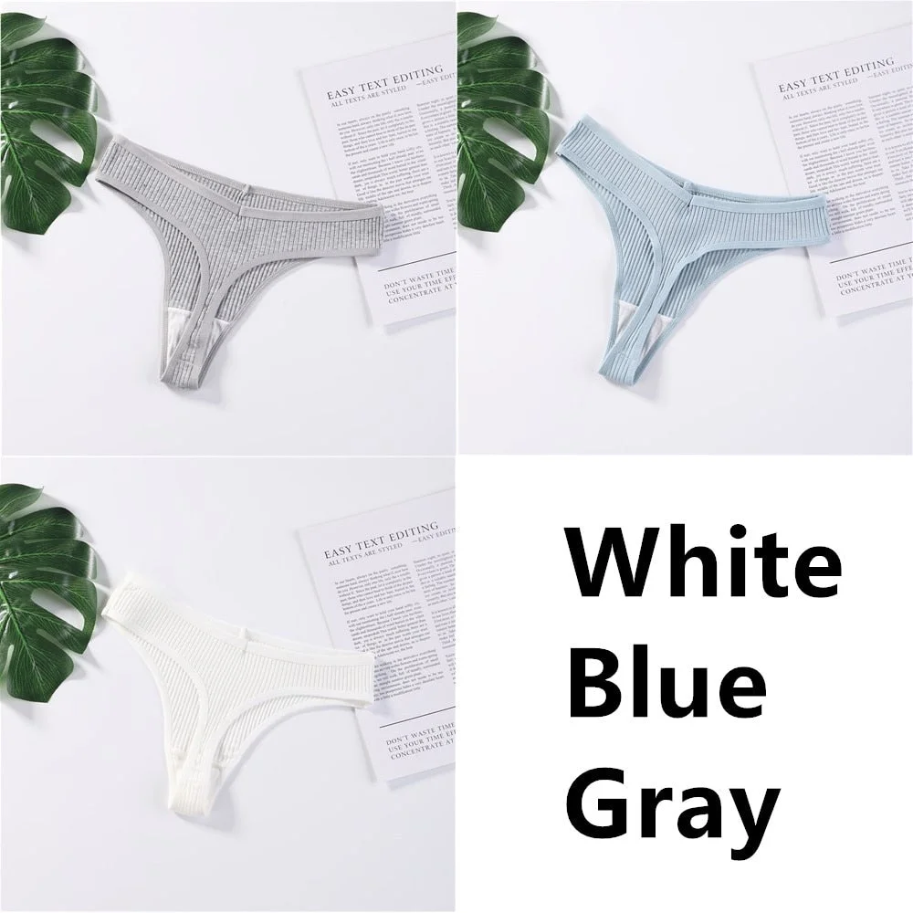 3Pcs/Set Panties G-String Ladies Sexy Panties Ladies Ladies Thong Underwear Low Waist Solid Comfortable Cotton Panties Lingerie