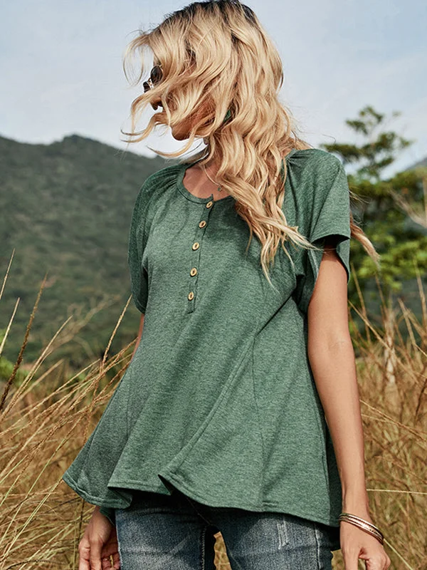 Vacation Buckle Solid Color T-Shirt