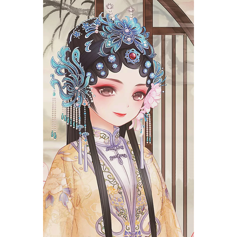 

40*60CM-Chinese Girl Rhinestone-Special Shaped Diamond Painting, 501 Original