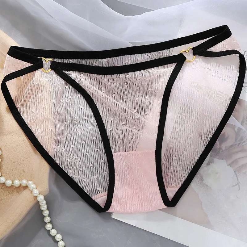 Billionm Women's Lace Underwear Panties Ladies Sexy Charming Net Gauze Transparent Panties Hot Girls Low Waist Briefs Pure Cotton Panties