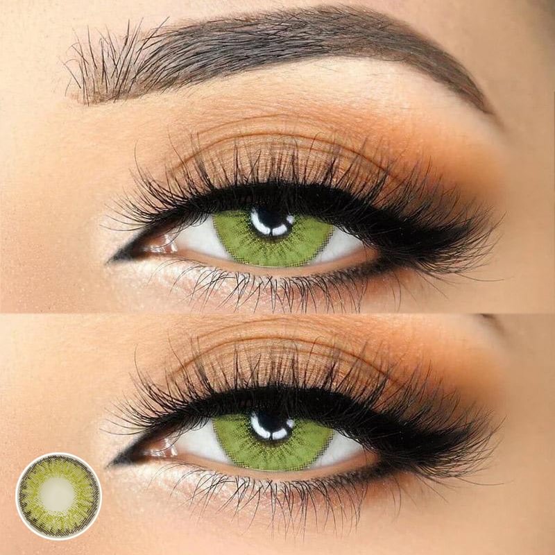3-Tone Gemstone Green Yearly Contact Lenses Luxury Style for Daily Wearing 14.5mm