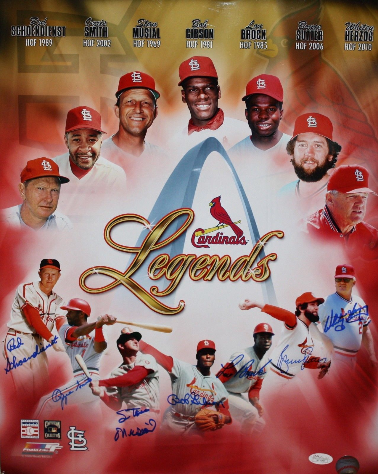 St Louis Cardinals Legends Autographed 16x20 HOFers Photo Poster painting- JSA Authenticated