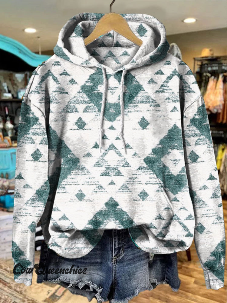 Vintage Print Casual Hoodie Sweatshirt Multicolor / S