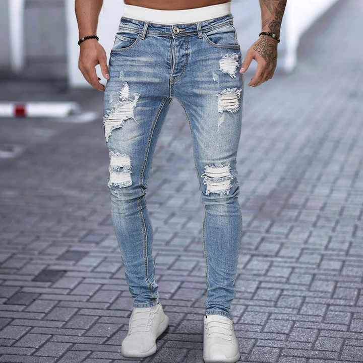 BrosWear Casual Beggar Style Solid Color Jeans