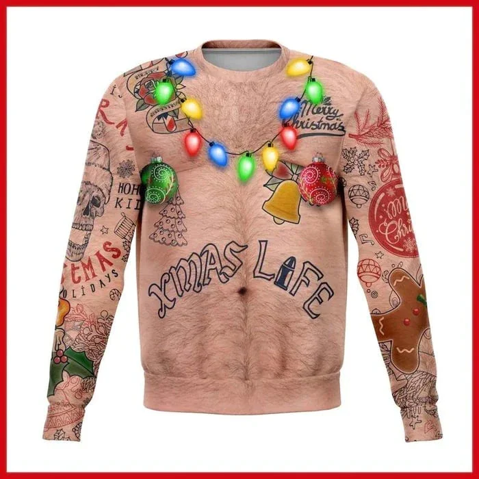 Ugly Christmas Crewneck Sweatshirt Novelty 3D Graphic Long Sleeve Sweater Shirt socialshop