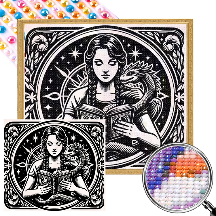 Dragon And Occult Girl 50*45CM (Canvas) Full AB Round Drill Diamond Painting gbfke