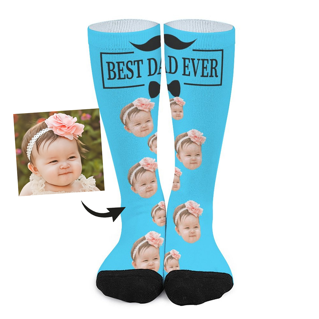 Custom Baby Avatar Socks With Beard Pattern For Dad's Gift