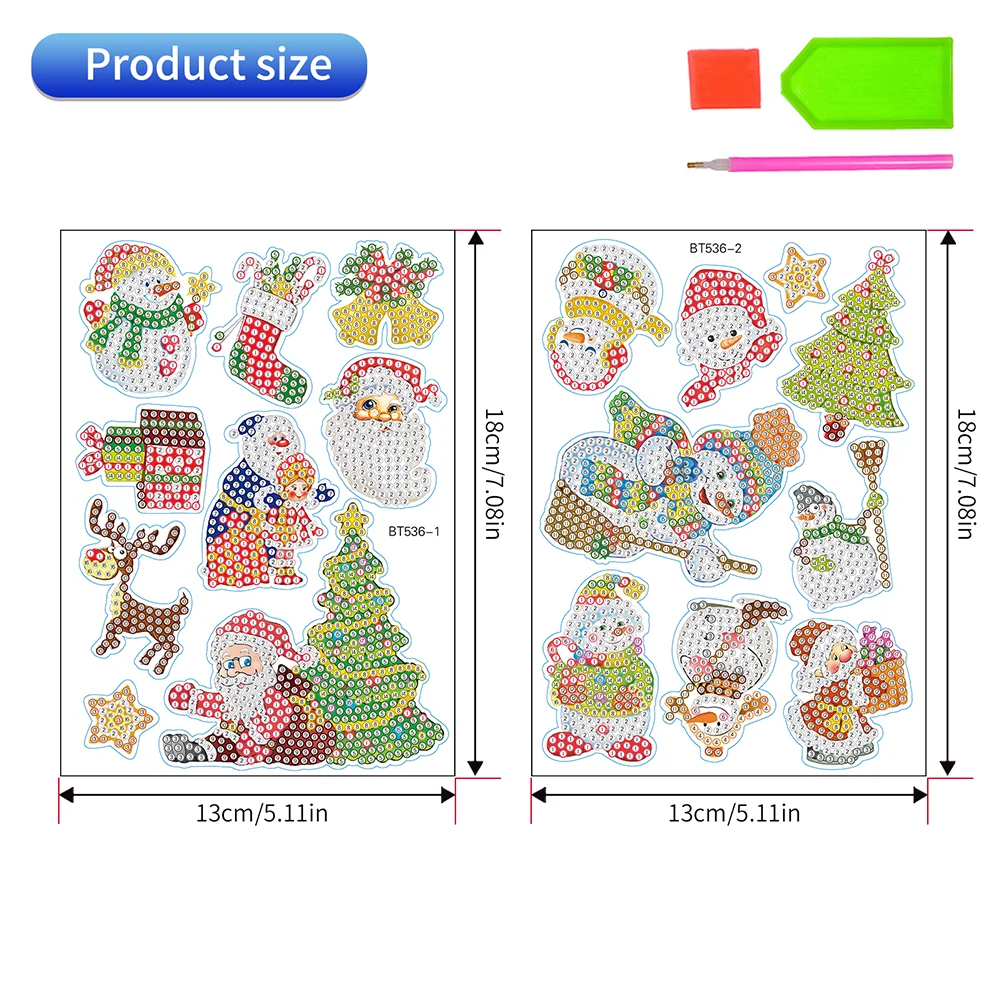 2pcs/a set Christmas Gem Art DIY Craft Kit Diamond Painting Sticker