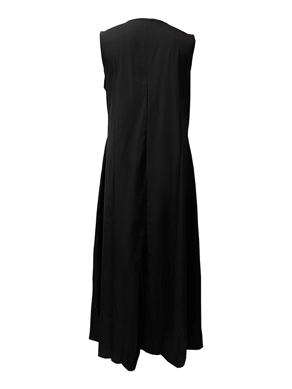 Original Loose V-Neck Face Printed Black Maxi Dress