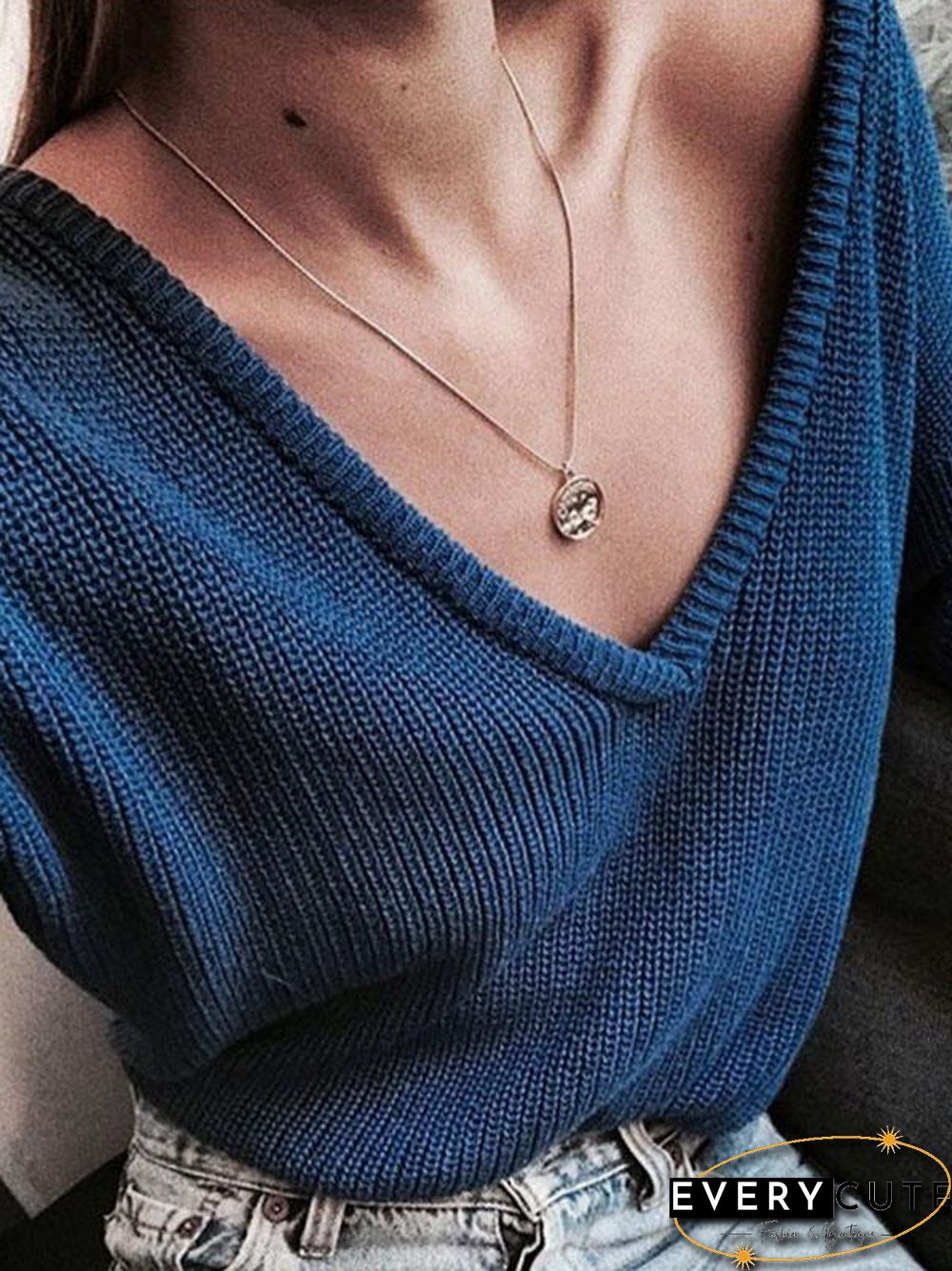 Simple 7 Colors V-neck Sweater Tops
