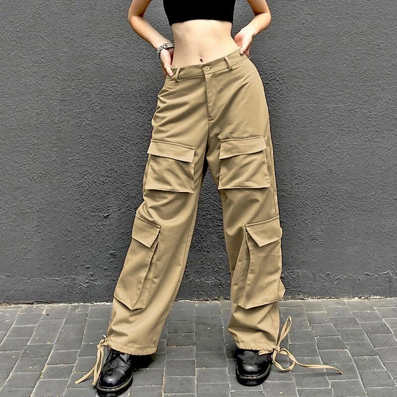 Tawnie Y2K Streetwear Baggy Cargo Pants Women Vintage Drawstring Low Waist Sweatpants Casual Loose Wide Leg Trousers 2022 Summer