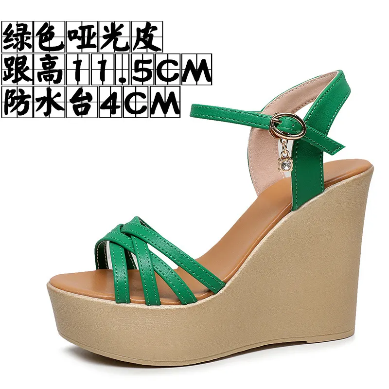 Breakj Breakj Super High Slope And 12Cm Fashion Cross With Small Size Women's Shoes One-Word Thick-Bottomed Waterproof Toe Women's Sandals