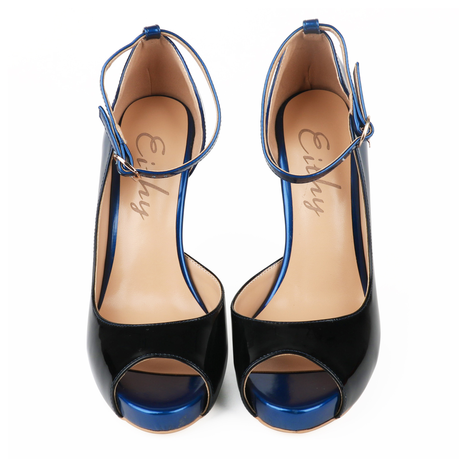 120mm Strap Platform Stilettos Pumps Patent Summer Sandals Apricot Bottom-MERUMOTE