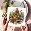 (US Only)6PCS Christmas Tree DIY Diamond Art Greeting Cards Congratulations Cards & Gifts