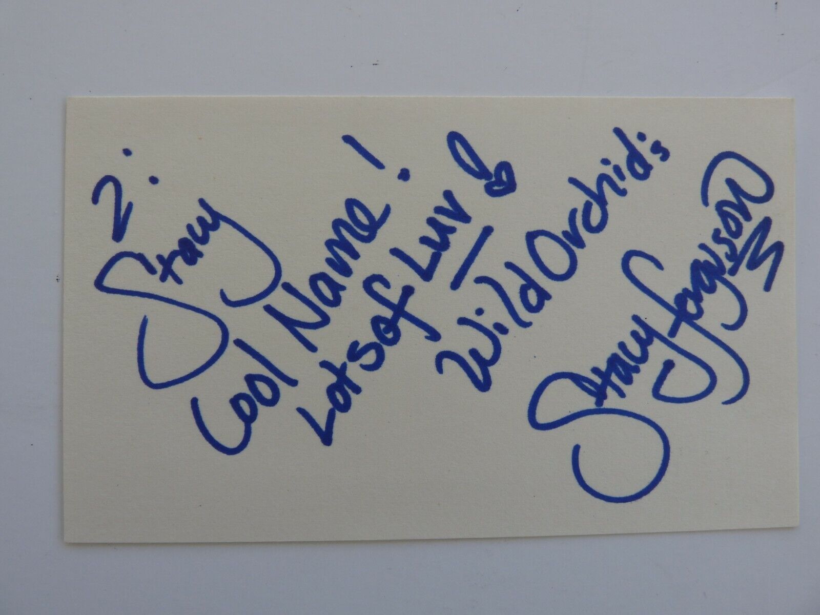 Fergie Stacy Ferguson Wild Orchid Full Name Signed Autographed 3x5 Index Card