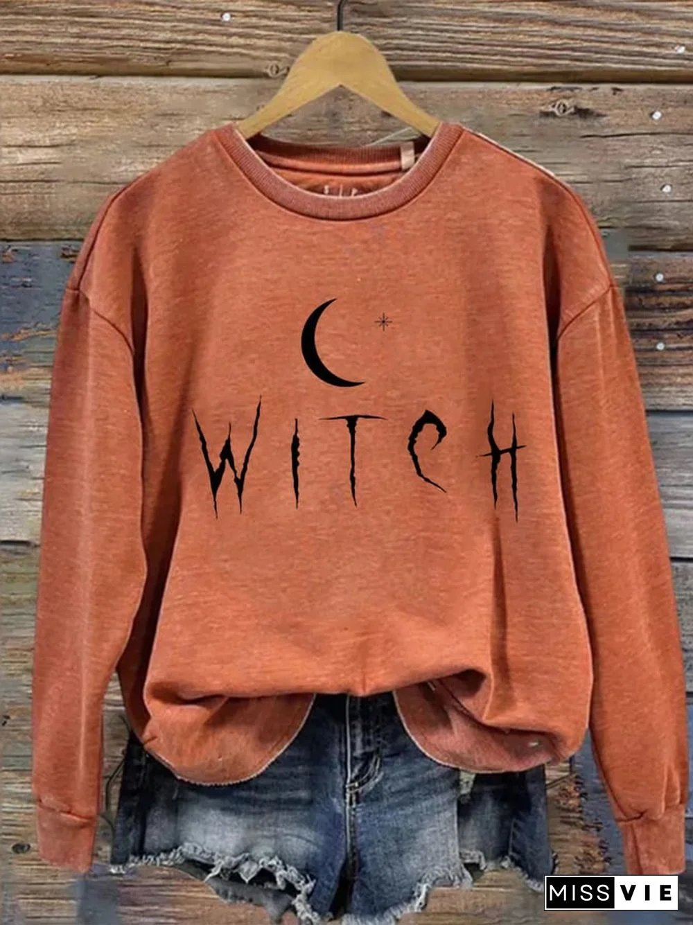 Women's Witch Moon Star Print Casual Sweater