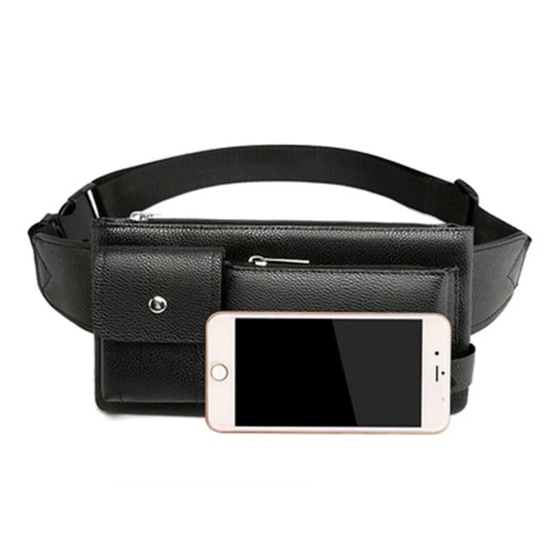2022 New Waist Bag Men Leather Fanny Pack Chest Bag Male Casual Belt Bags Sling Crossbody Bum Bag Belly Waist Packs
