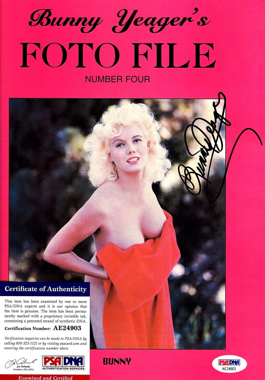 BUNNY YEAGER Signed Autographed Photo Poster painting FILE MAGAZINE